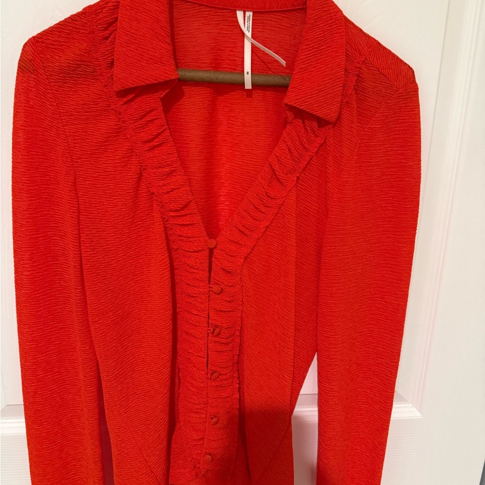 Anthropologie Bright Red/Orange Blouse